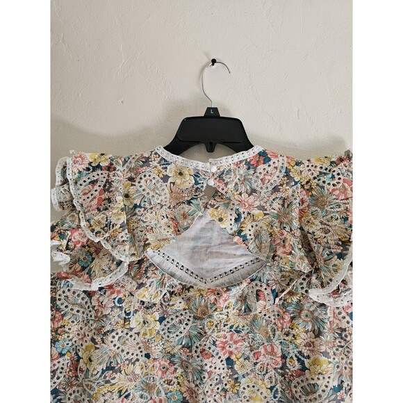Trish Scully Floral Blouse Size 6 Ruffles Sleeves & Open Back NWT - Picture 8 of 8